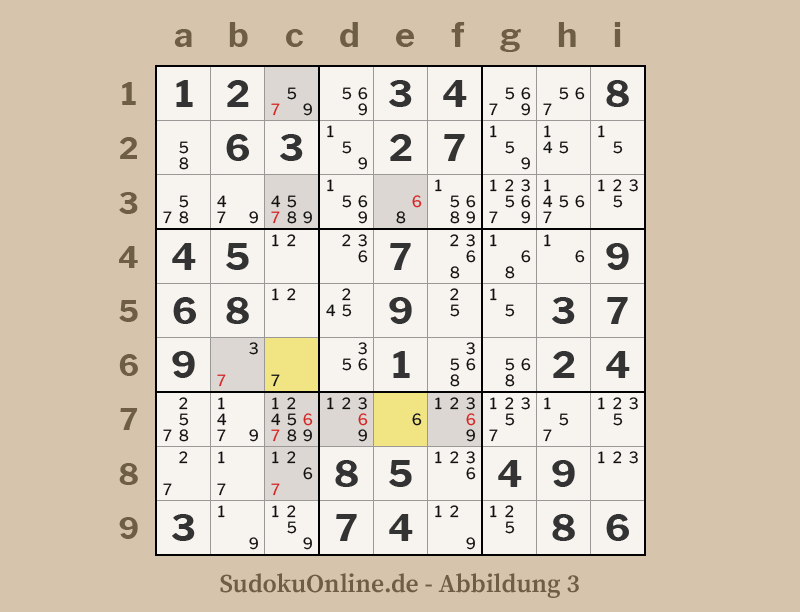 Sudoku-Beispiel eines offenen Singles